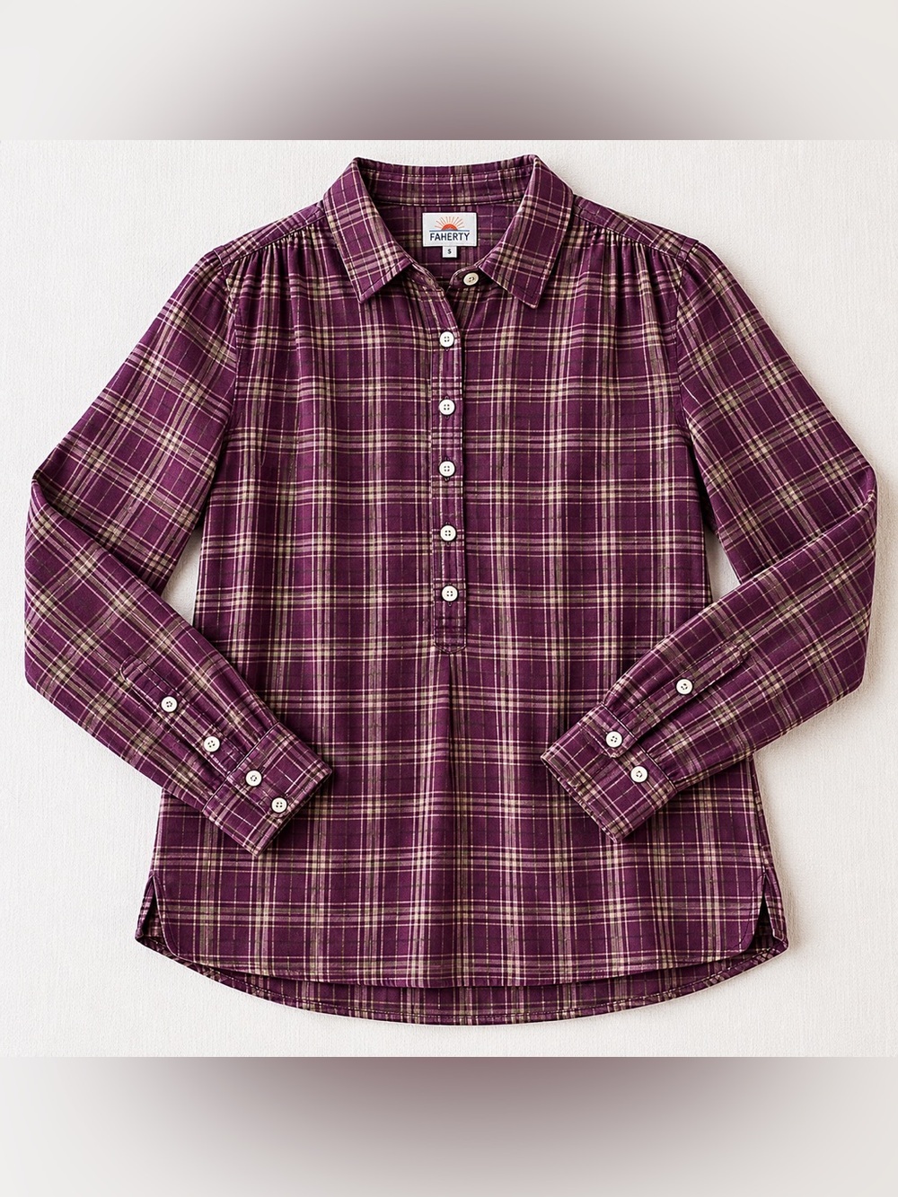Faherty Women's Purple Plaid Button-Down Shirt size S